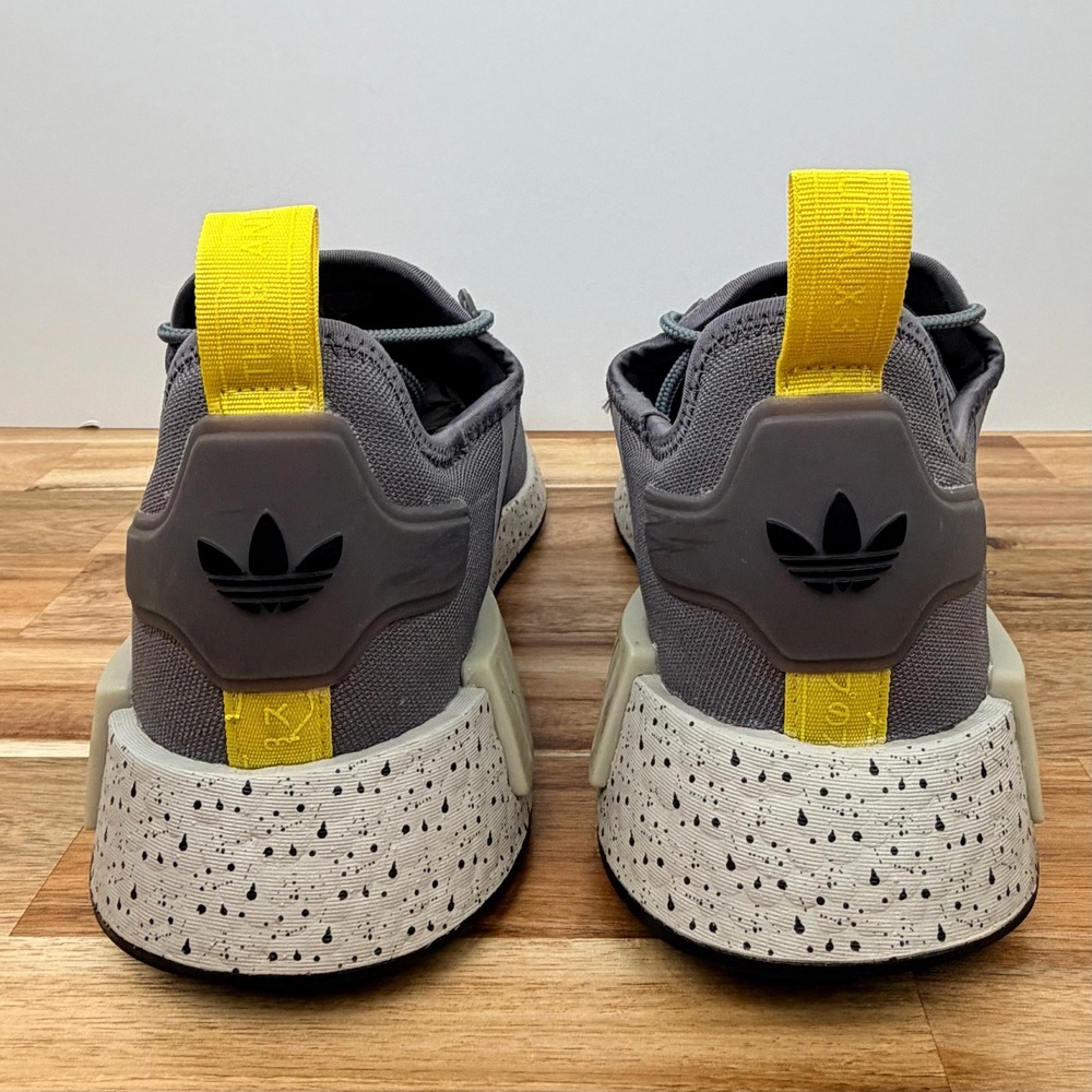 Adidas NMD R1 Trace Grey Yellow Speckled Boost Sneakers GX9534 Mens Size 11 - Picture 5 of 9